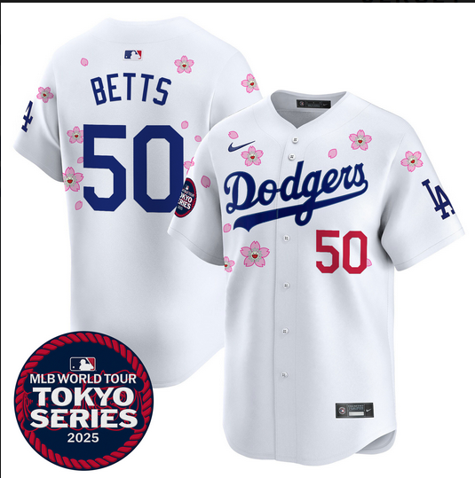 Men Los Angeles Dodgers 50 Betts Tokyo Series 2025 white Limited Stitched Jersey